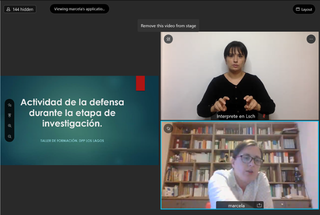 El taller cont&oacute; con el apoyo de la int&eacute;rprete en lengua de se&ntilde;as chilena, Alicia Collao. 