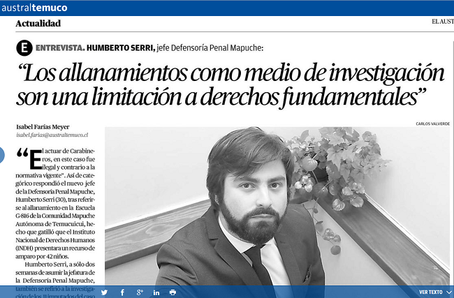 Serri: "Como defensa siempre apuntamos hacia una investigaci&oacute;n con mayores est&aacute;ndares de calidad, porque eso minimiza las posibilidades de error".