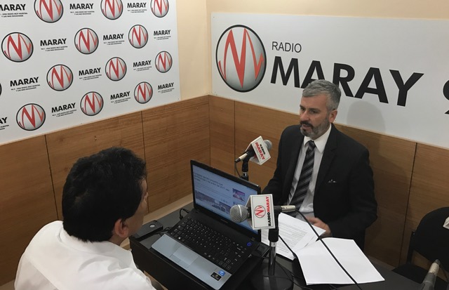 El Defensor Regional de Atacama, Ra&uacute;l Palma, durante la entrevista en Radio Maray.