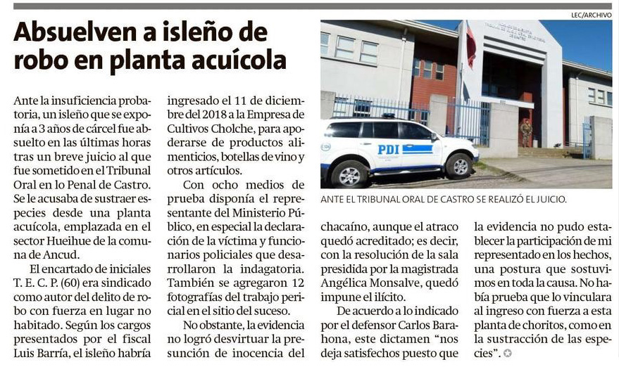 La noticia fue publicada en el diario La Estrella de Chilo&eacute;