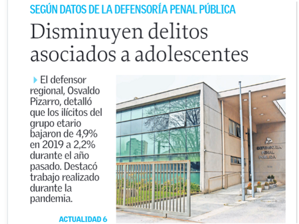 El llamado de portada del diario El Sur a una completa nota resumen de la cuenta p&uacute;blica de la Defensor&iacute;a Regional.