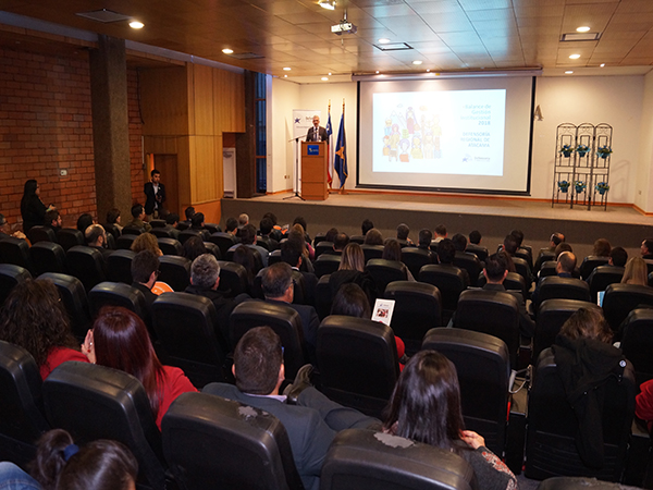 El Defensor Regional de Atacama, Ra&uacute;l Palma Olivares, durante su balance de gesti&oacute;n 2018 ante autoridades de la regi&oacute;n y otros invitados.. 