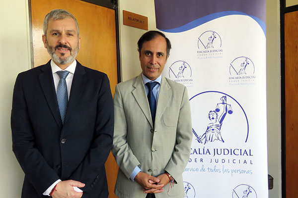 El Defensor Regional de Atacama, Ra&uacute;l Palma Olivares, junto al Fiscal Judicial de la Corte de Apelaciones, Carlos Meneses Coloma.