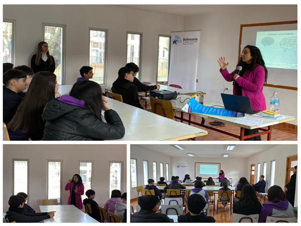 Las y los estudiantes realizaron preguntas y participaron en el di&aacute;logo con la defensora p&uacute;blica juvenil Renatta Rivano.