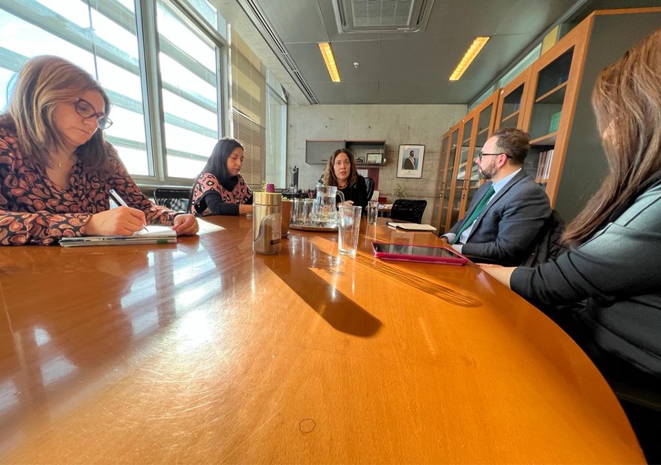La Defensora Regional Metropolitana Norte, Daniela B&aacute;ez, y el presidente del CPT, Sebasti&aacute;n Chamorro, entre otros participantes.
