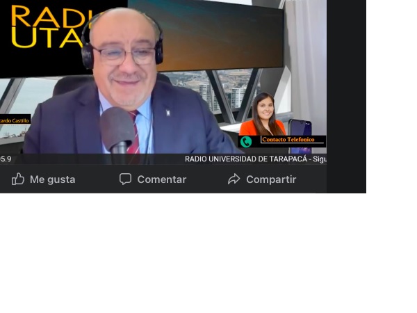 Un instante de la entrevista de Mar&iacute;a Victoria Campos en radio "Universidad de Tarapac&aacute;".