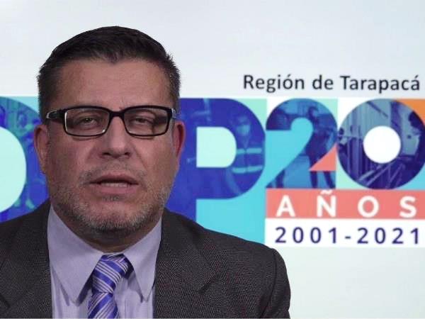 El Defensor Regional de Tarapac&aacute;, Gabriel Carri&oacute;n, en un momento de su discurso.