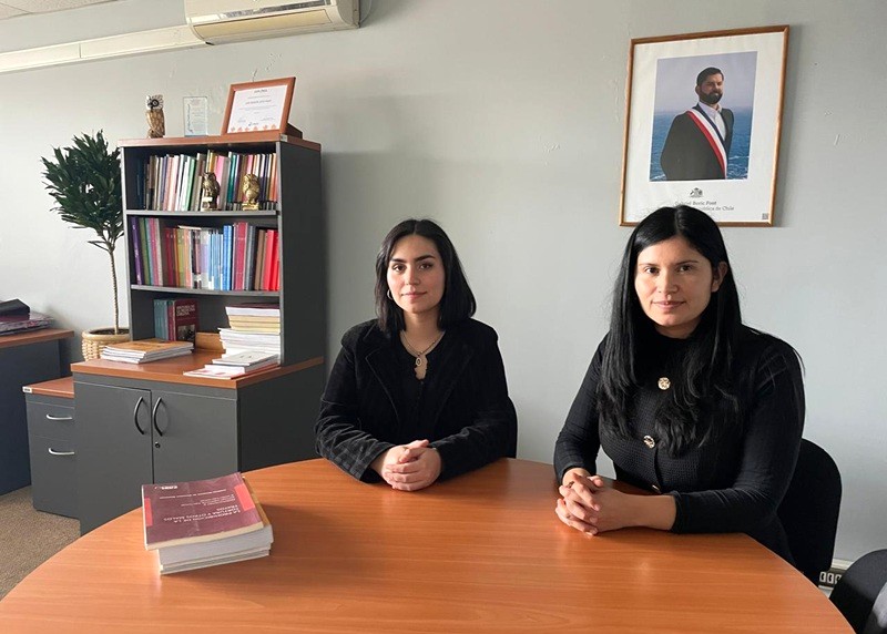 La defensora p&uacute;blica Melissa Alvarez Viza (derecha) fue apoyad por la postulante en pr&aacute;ctica Catalina D&iacute;az Bustos (izquierda) como curadora ad litem.
