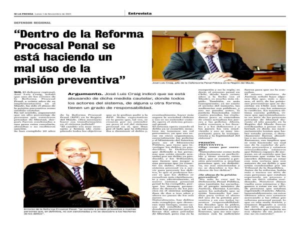 El Defensor Regional del Maule explic&oacute; la posici&oacute;n de la instituci&oacute;n sobre el abuso de la privaci&oacute;n de libertad como medida cautelar.