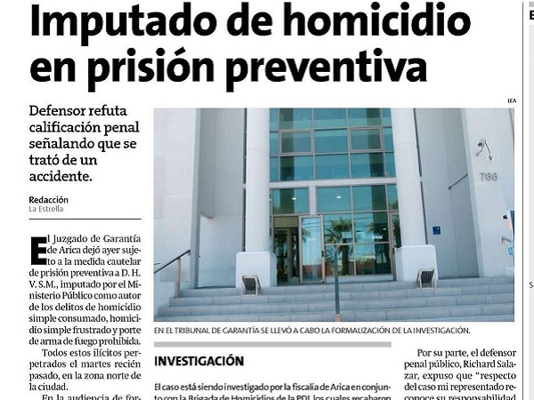 La nota de "La Estrella" que incluy&oacute; la teor&iacute;a del defensor p&uacute;blico en este caso.