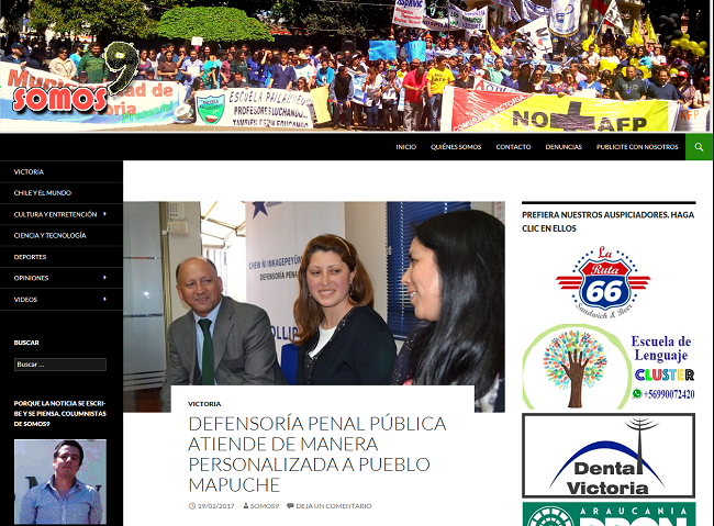 Equipo de la Defensor&iacute;a Penal Mapuche (DPM) de Collipulli: Ricardo C&aacute;ceres, Rosa Huenchumilla y Lorena Fari&ntilde;a.