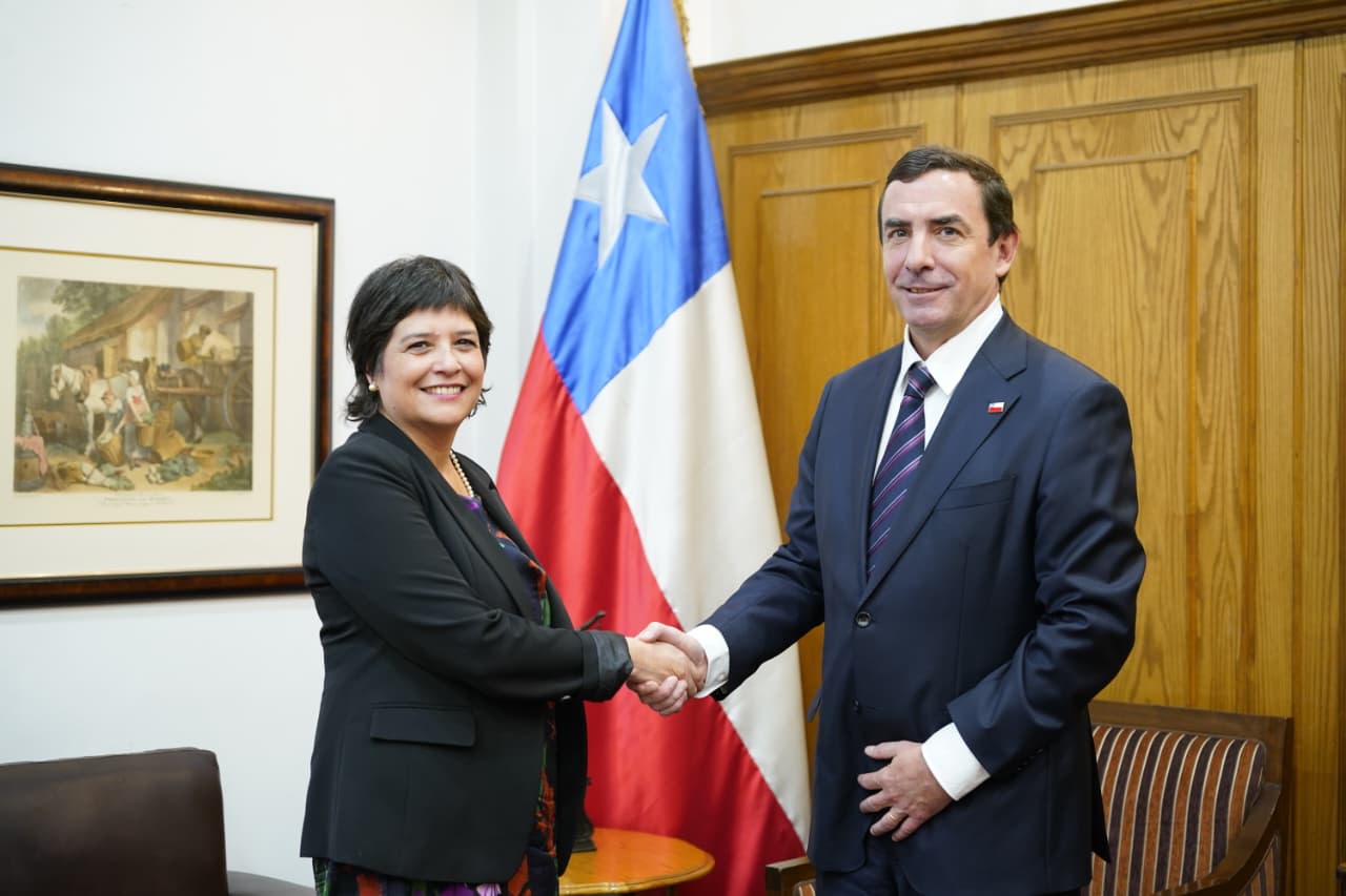 La Defensora Nacional, Ver&oacute;nica Encina, junto al ministro de Justicia y Derechos Humanos, Fernando Rabat.