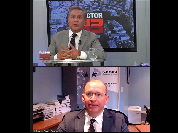 El programa "Factor 33", donde el periodista Jos&eacute; Sep&uacute;lveda entrevist&oacute; al Defensor Regional del Biob&iacute;o sobre el &ldquo;Proyecto Inocentes&rdquo;.