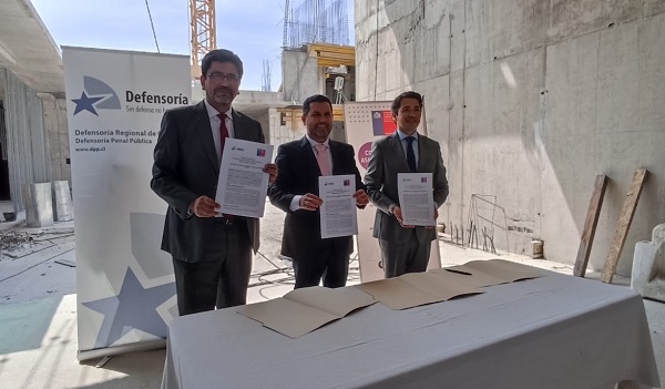 En la obra del nuevo edificio del sector justicia de Rancagua se llev&oacute; a cabo la firma del convenio.