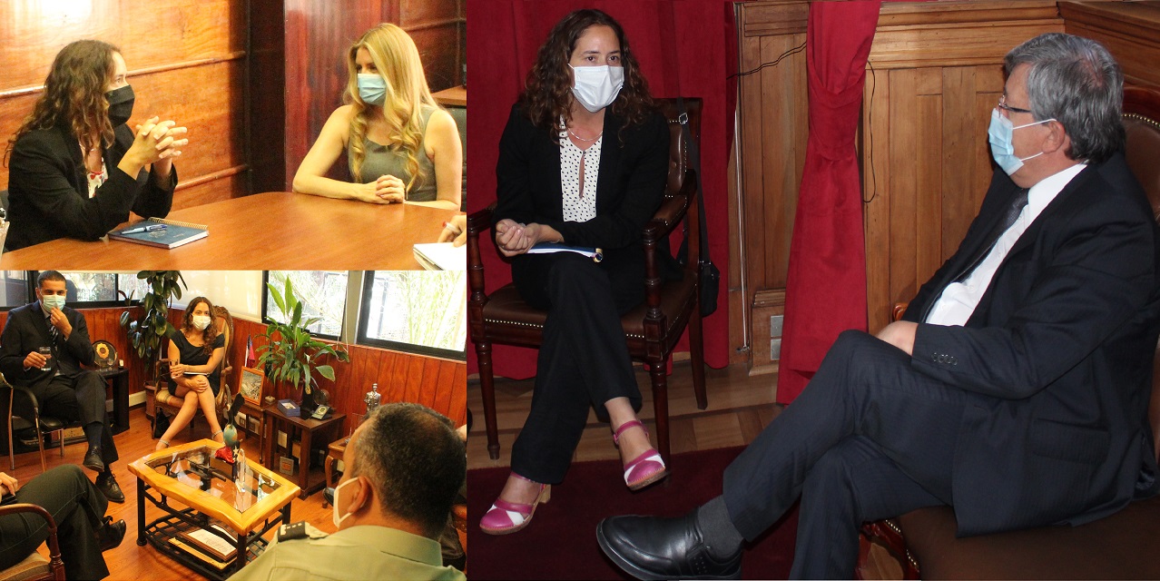 Daniela B&aacute;ez se reuni&oacute; con Pdte. I.C.A. de Stgo. Hern&aacute;n Crisosto, Seremi de Justicia Carolina Lav&iacute;n y director regional Gendarmer&iacute;a (S) &Aacute;lvaro Rivera