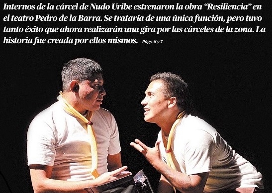 La portada del reportaje de El Mercurio de Antofagasta sobre el estreno de "Resiliencia".