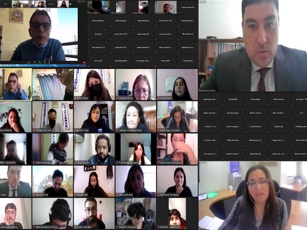 Vistas de los asistentes a la charla por videoconferencia.
