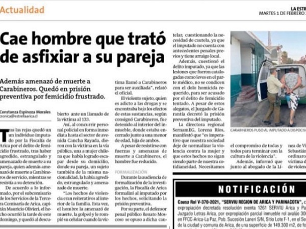 El caso fue recogido en una nota del diario La Estrella de Arica.