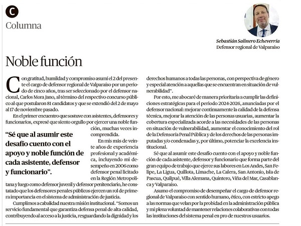 Seg&uacute;n Salinero, &ldquo;me abocar&eacute; de manera prioritaria a cumplir las definiciones estrat&eacute;gicas anunciadas por el Defensor Nacional&rdquo;..