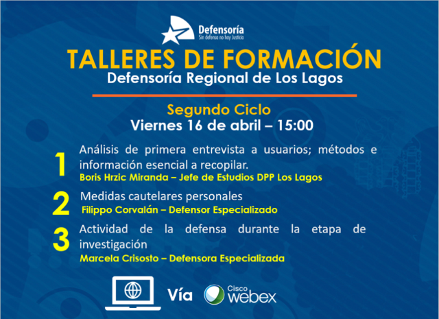 La segunda versi&oacute;n de los 'Talleres de formaci&oacute;n' incluir&aacute; tres exposiciones sobre tem&aacute;ticas asociadas al proceso penal.