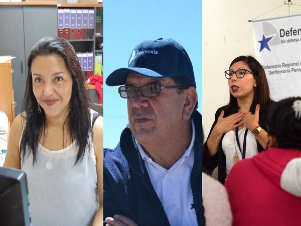 Carla Ruiz, Abel Guti&eacute;rrez y Carolina Lagos, los tres funcionarios de la Defensor&iacute;a de Tarapac&aacute; distinguidos en ceremonia de la Defensor&iacute;a Nacional.