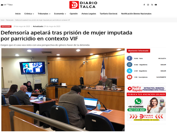 La causa se trabaja bajo el par&aacute;metro de una defensa con perspectiva de g&eacute;nero.