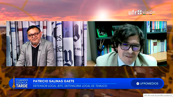 El defensor p&uacute;blico Patricio Salinas fue el encargado de dar inicio a este ciclo de programas en Ufro Visi&oacute;n.
