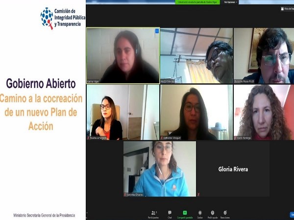 Panorama de los participantes en la videoconferencia sobre Gobierno Abierto en otros poderes del Estado.