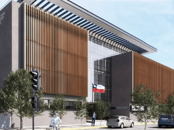 La maqueta digital de la imagen proyecta c&oacute;mo quedar&aacute; el nuevo edificio del sector justicia en Rancagua.