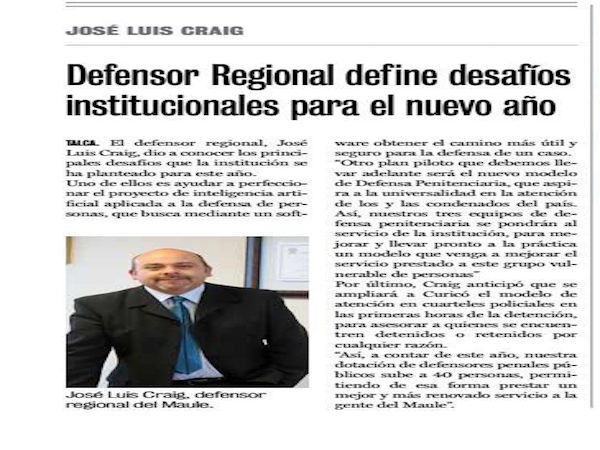 El diario La Prensa destac&oacute; los desaf&iacute;os 2021 informados por el Defensor Regional del Maule.