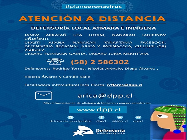 El afiche en lengua aymara preparado por la facilitadora intercultural In&eacute;s Flores, dependiente de la Defensor&iacute;a Regional de Arica y Parinacota.. 