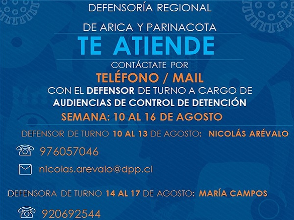 El afiche de redes sociales de la Defensor&iacute;a Regional de Arica y Parinacota.