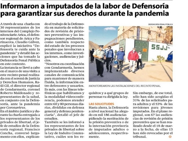 La nota aparecida el lunes 20 en el diario La Estrella de Arica