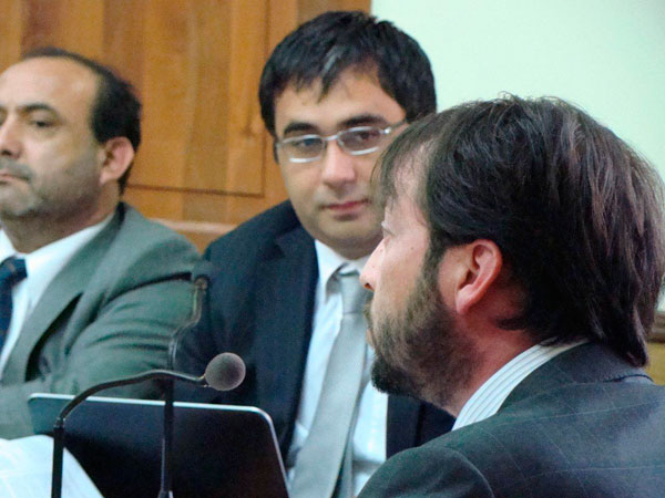 Franco Lemos, defensor local de Talcahuano, durante los alegatos que dieron pie a la postergaci&oacute;n de la audiencia de preparaci&oacute;n.