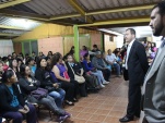El Defensor Regional de Arica y Parinacota, Claudio Galvez Giordano, junto al abogado Defensor, Antonio Reveau en la Cuenta Participativa regional.