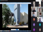 Aspecto de la reuni&oacute;n virtual y la imagen del nuevo edificio de la Defensor&iacute;a en Alto Hospicio.