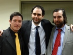 (De izquierda a derecha) Erwin Sparza, Defensor Jaime Obando y defensor Juan I. Lafontaine 