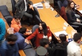 Las defensoras p&uacute;blicas B&aacute;rbara Antivero, Catherine Olavarr&iacute;a y Andrea Quinteros en juicio oral  que absolvio a 9 imputados den causa Uber
