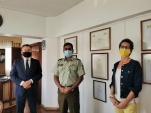 El Defensor Regional Claudio P&eacute;rez, el Prefecto Javier Cuevas y la Defensora Local Jefe de Vi&ntilde;a, Alejandra Pizarro.