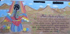 Mural pintado en el CDP Calama que resalta la figura de la mujer ind&iacute;gena