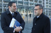 Octavio Suf&aacute;n y Carlos Mora tras la audiencia en que la Fiscal&iacute;a comunic&oacute; su decisi&oacute;n de no perseverar respecto del ex ministro Jorge Insunza