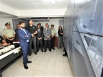 Las autoridades, encabezadas por el presidente Boric, durante las inauguraci&oacute;n de las nuevas dependencias.