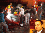 La imagen principal, captada por el diario La Discusi&oacute;n, muestra el estado en que qued&oacute; el auto de Maraga&ntilde;o (foto recuadro).