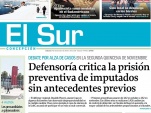 Portada Diario el sur de Concepci&oacute;n del s&aacute;bado 7 de Diciembre  dando cuenta de la postura de la Defensor&iacute;a ante las prisiones preventivas. 