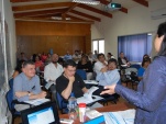 Defensor Regional, Marco Montero; el Jefe de Estudios, Gabriel Carri&oacute;n en plena jornada de capacitaci&oacute;n, junto a otros funcionarios p&uacute;blicos de Tarapa