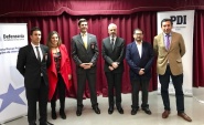 El defensor regional de Atacama, Ra&uacute;l Palma y el jefe de estudios, Boris Hrzic junto al alto mando de la Polic&iacute;a de Investigaciones de la III regi&oacute;n.