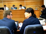 La audiencia del jueves, que incluy&oacute; los alegatos de clausura y lectura de veredicto. En la foto aparecen los defensores p&uacute;blicos y los jueces