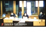 Defensora Lucy Catal&aacute;n y defensor Humberto Serri en audiencia semi presencial en el Tribunal Oral en lo Penal de Temuco