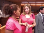 La defensora penal p&uacute;blica Alicia Corbal&aacute;n (al centro) represent&oacute; a cuatro de los imputados en este juicio oral.