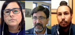 Loreto Vallejos, Claudio Aspe y Nicol&aacute;s N&uacute;&ntilde;ez durante las conversaciones.